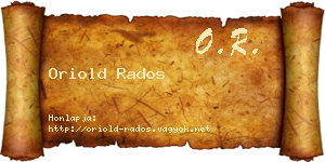 Oriold Rados névjegykártya